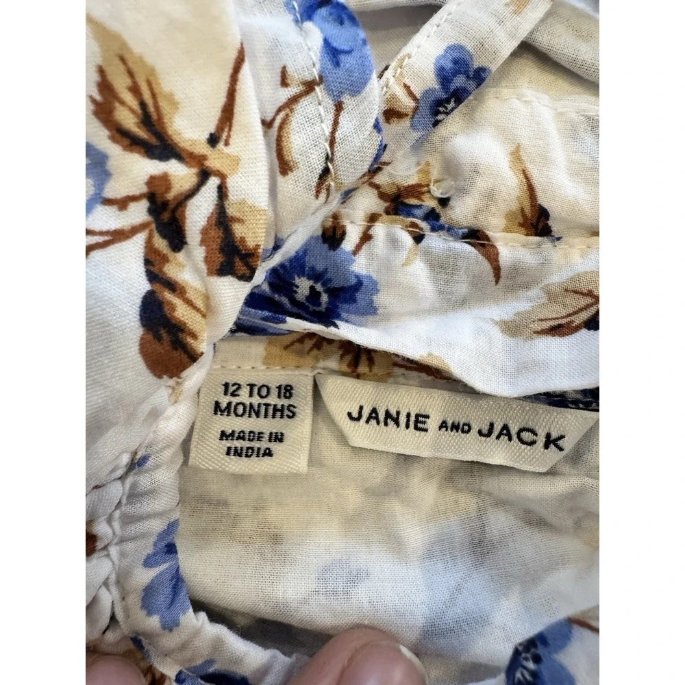 Janie and Jack Floral Jumpsuit 12-18 Months Blue Ruffles Cute Summer Beach Vacay